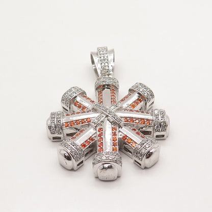 925 Sterling Silver Imperial & White C Z Snowflake Pendant