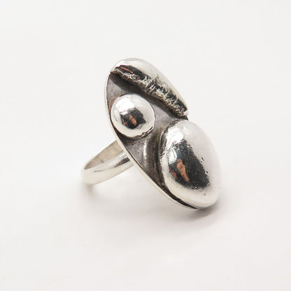 925 Sterling Silver Vintage Modernist Ring Size 5.75