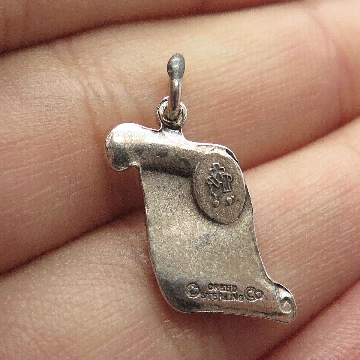 925 Sterling Silver Vintage Creed St. Mary & Cross "Graduation" Charm Pendant