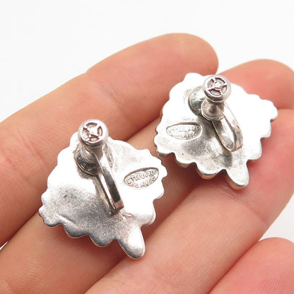 925 Sterling Silver Vintage Mexico Ribbed Screw Back Earrings