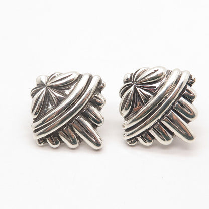 925 Sterling Silver Vintage Mexico Ribbed Screw Back Earrings