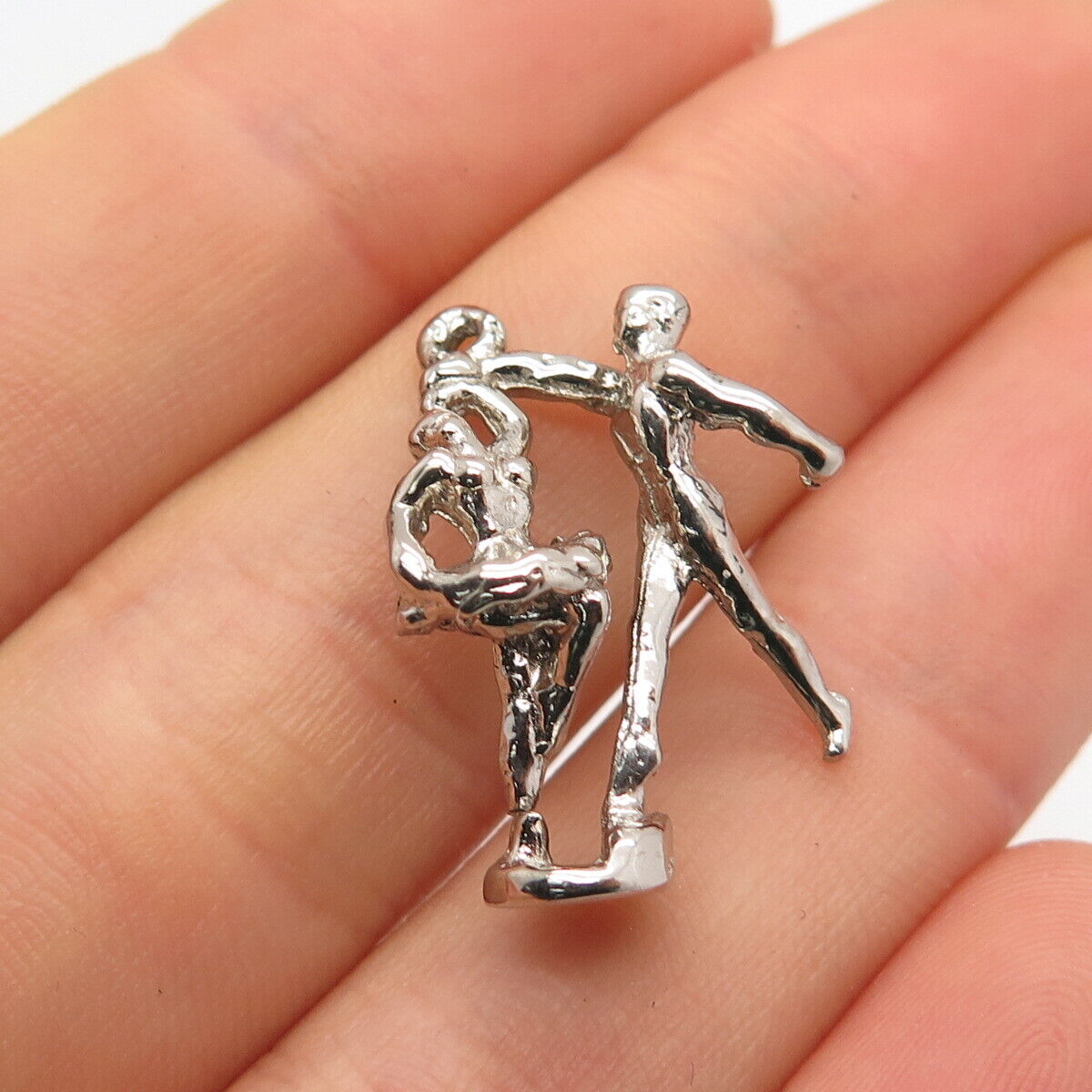 925 Sterling Silver Vintage Ballet Dancers Pendant