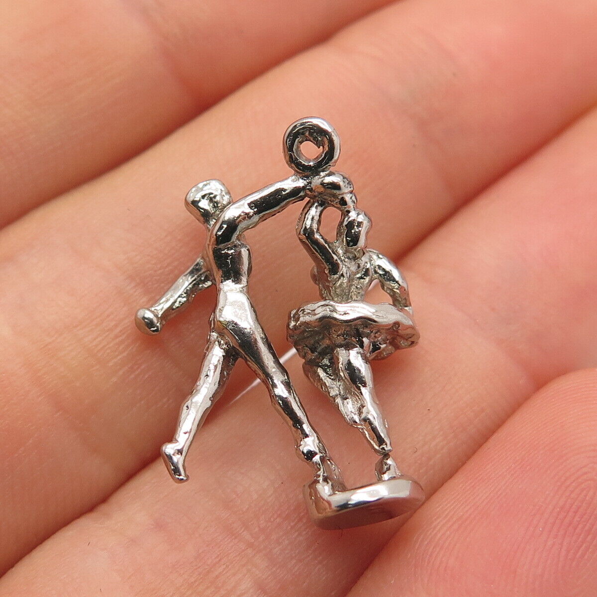 925 Sterling Silver Vintage Ballet Dancers Pendant