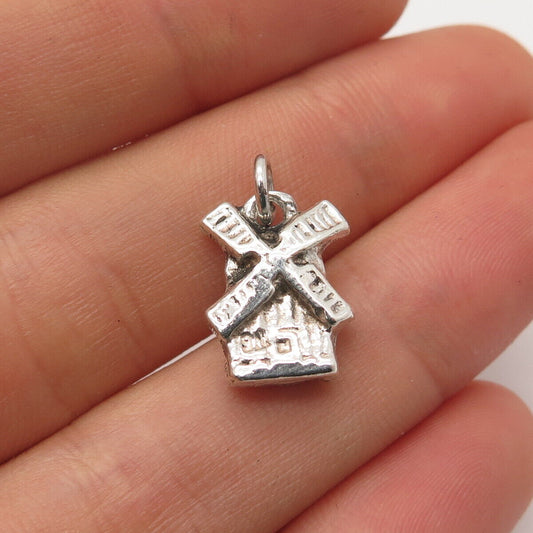 925 Sterling Silver Vintage Old Mill Charm Pendant