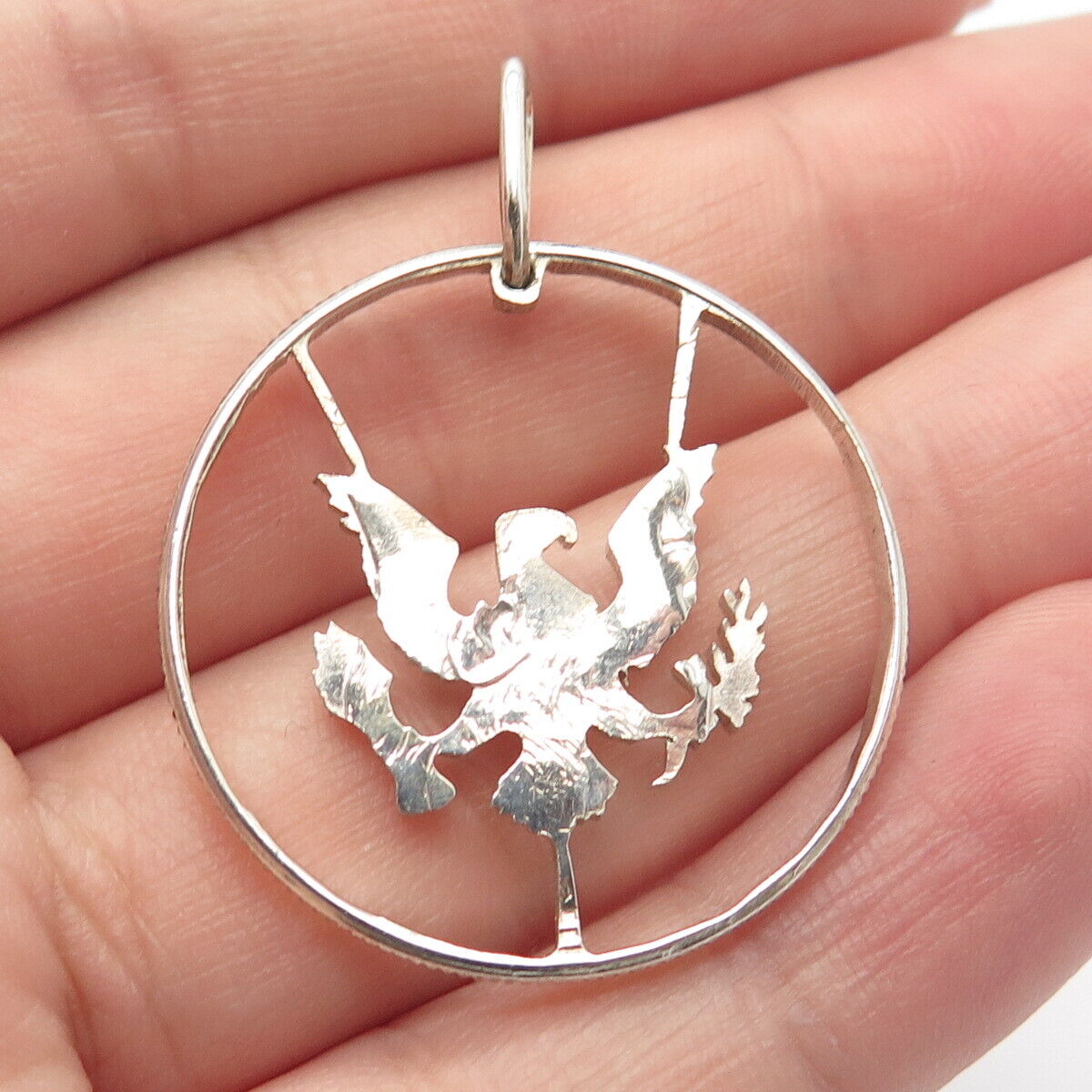 900 Silver Vintage Eagle Bird Pendant