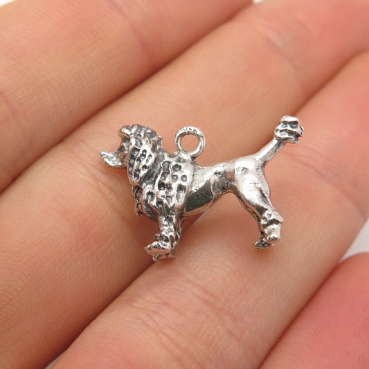 925 Sterling Silver Vintage Poodle Dog Charm Pendant