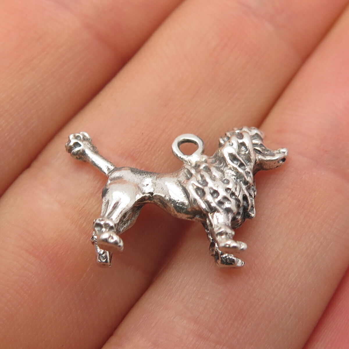 925 Sterling Silver Vintage Poodle Dog Charm Pendant