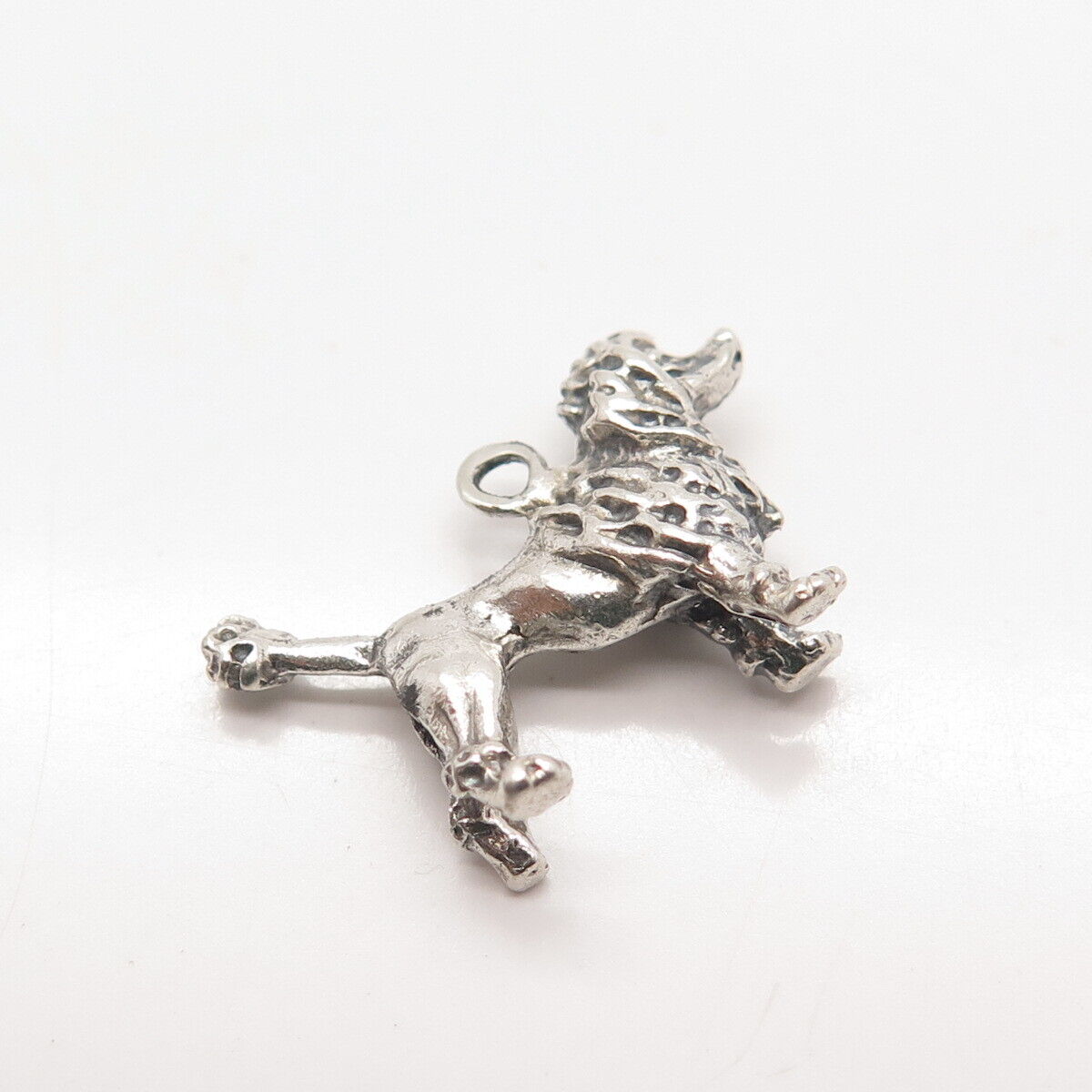 925 Sterling Silver Vintage Poodle Dog Charm Pendant