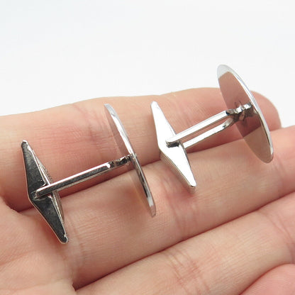 925 Sterling Silver Vintage Textured Oval Cufflinks