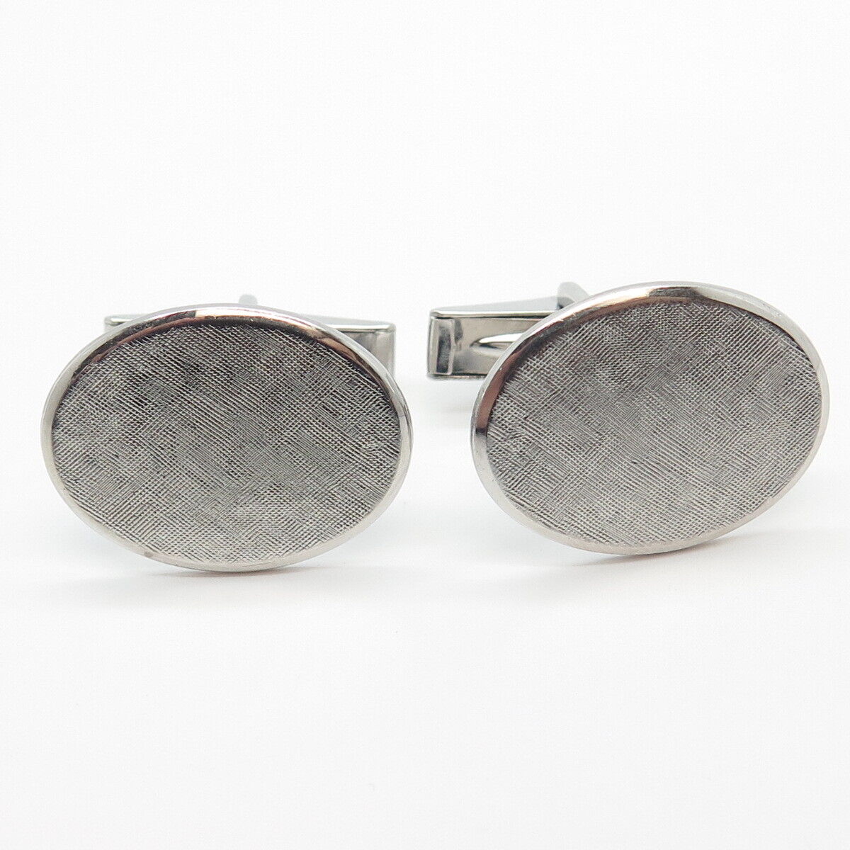 925 Sterling Silver Vintage Textured Oval Cufflinks