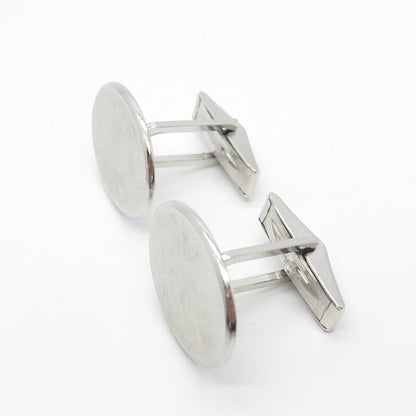 925 Sterling Silver Vintage Textured Oval Cufflinks