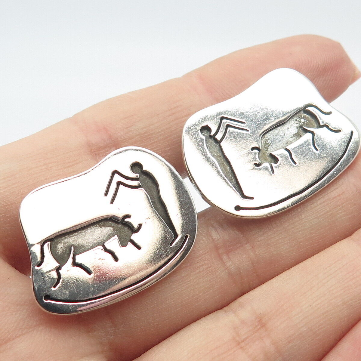 925 Sterling Silver Vintage Mexico Danny's Bullfighter Cufflinks