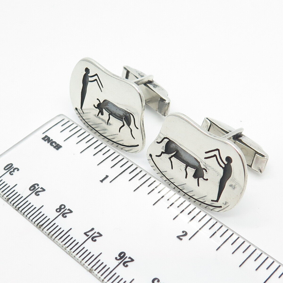 925 Sterling Silver Vintage Mexico Danny's Bullfighter Cufflinks