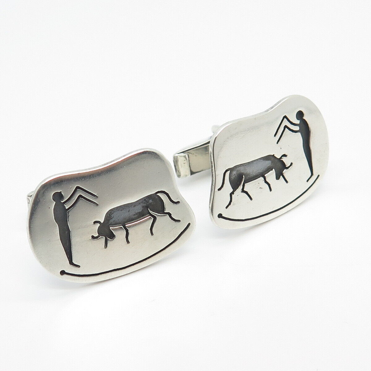 925 Sterling Silver Vintage Mexico Danny's Bullfighter Cufflinks