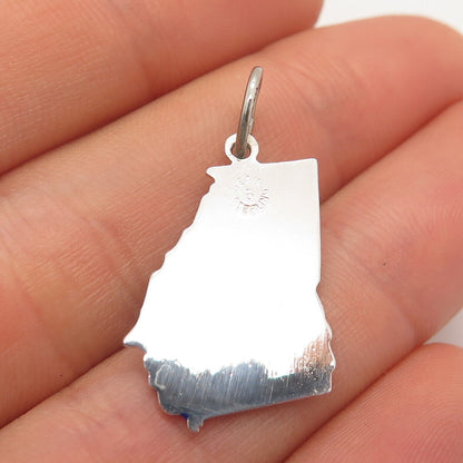 925 Sterling Silver Vintage Beau Enamel "Georgia" Map Pendant