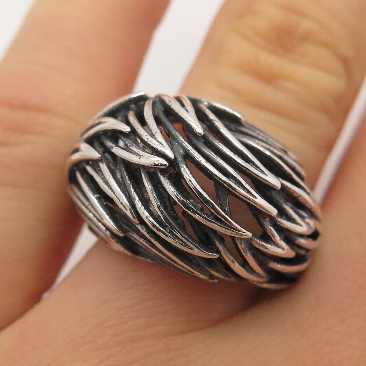 925 Sterling Silver Vintage Modernist Ring Size 6.5