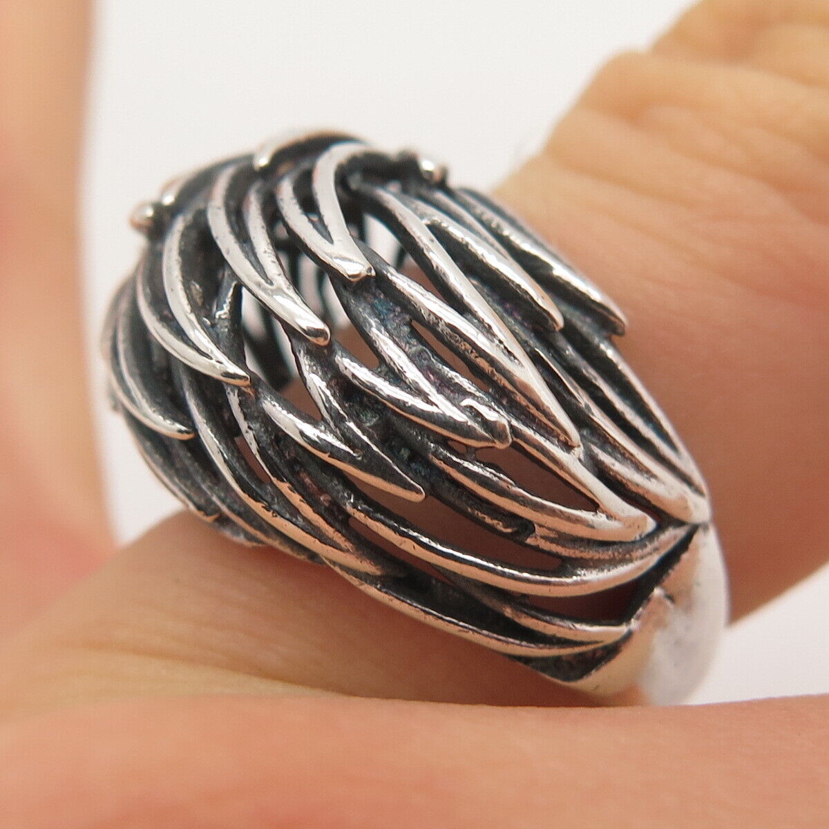 925 Sterling Silver Vintage Modernist Ring Size 6.5