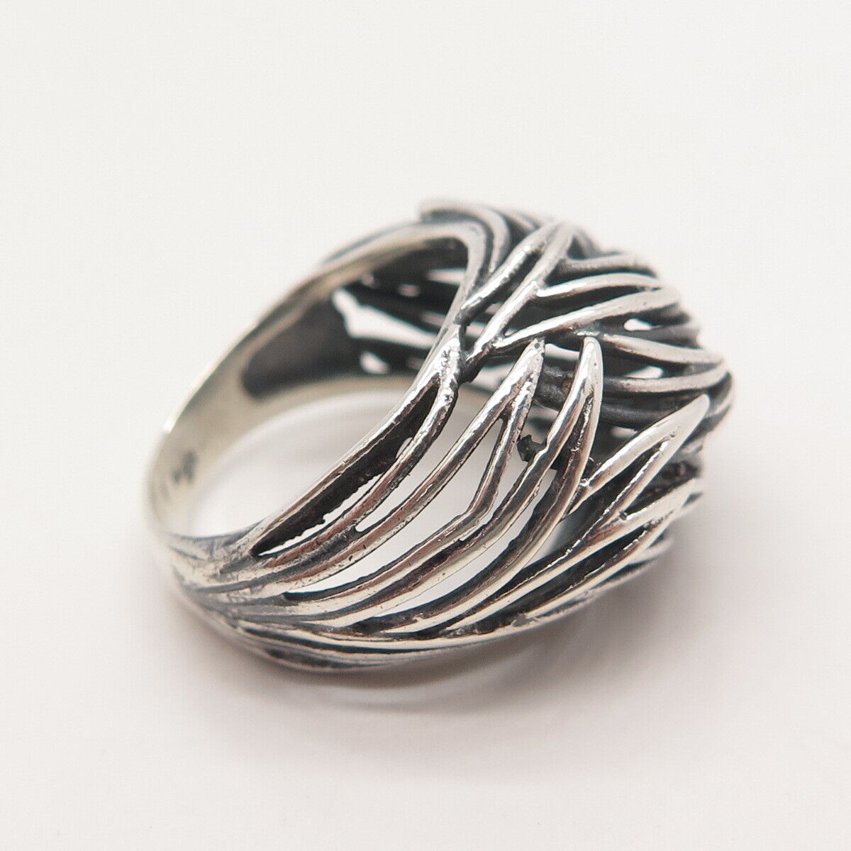 925 Sterling Silver Vintage Modernist Ring Size 6.5