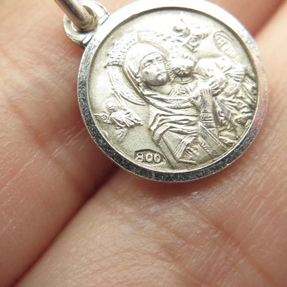 800 Silver Vintage Joannes Paulus & Madonna w/ Baby Medal Charm Pendant