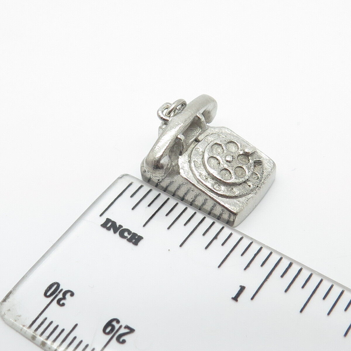 925 Sterling Silver Vintage M & M Old Telephone Charm Pendant