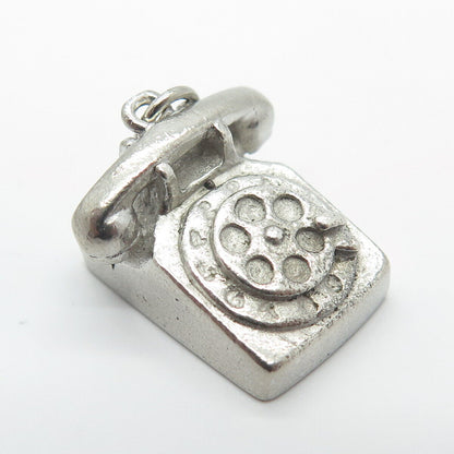 925 Sterling Silver Vintage M & M Old Telephone Charm Pendant