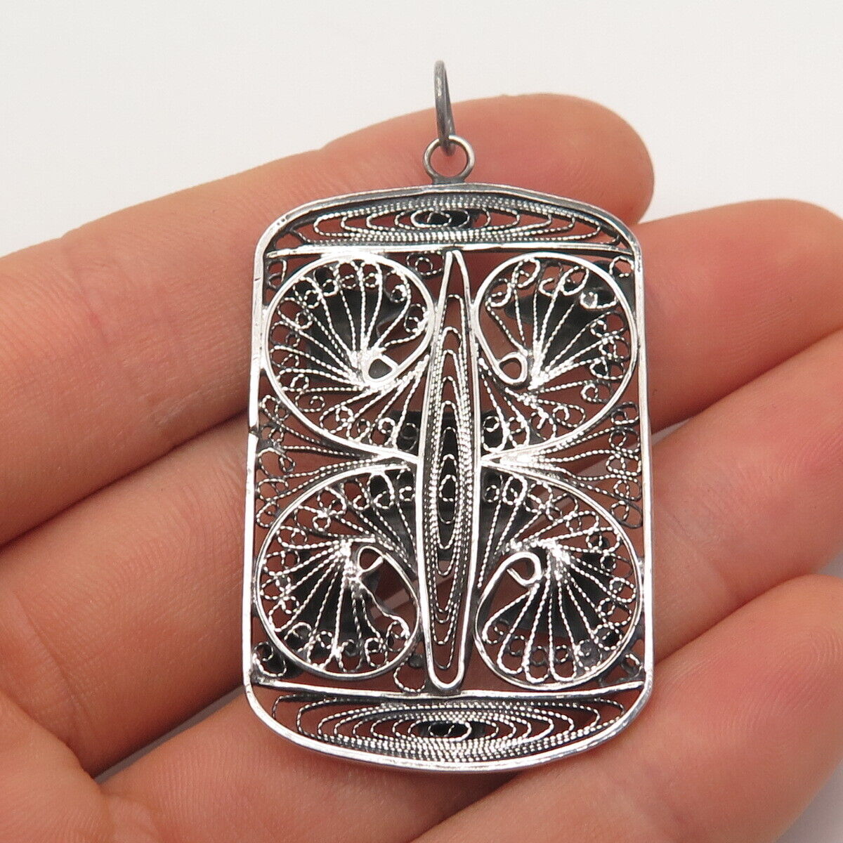 925 Sterling Silver Antique Egyptian Theme Ornate Pendant