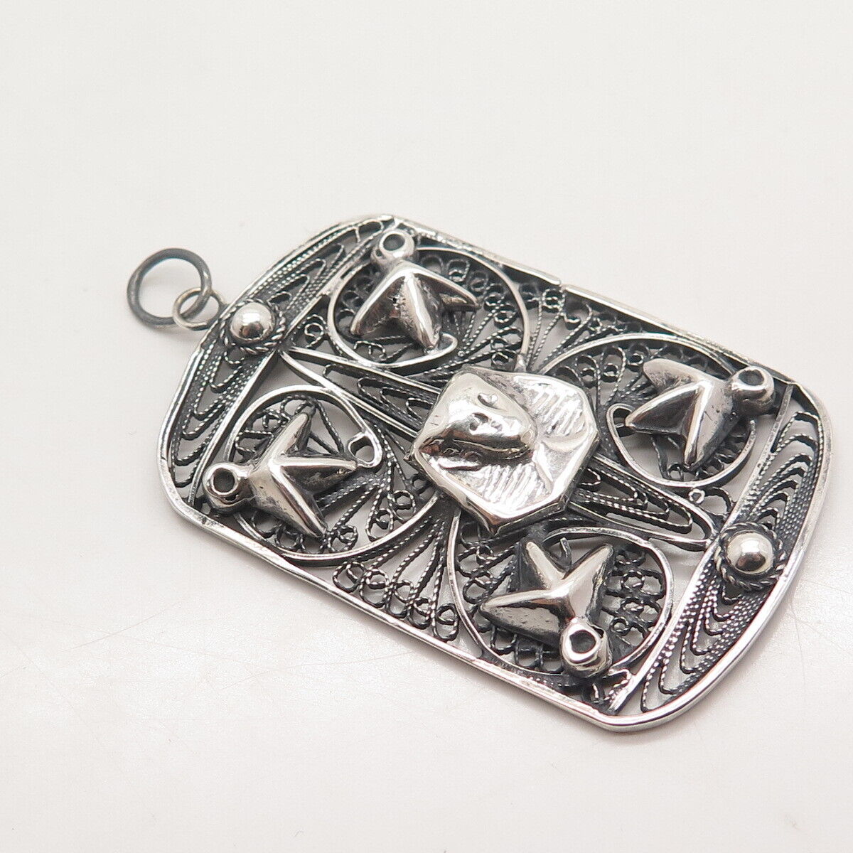 925 Sterling Silver Antique Egyptian Theme Ornate Pendant