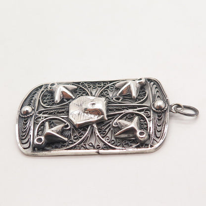 925 Sterling Silver Antique Egyptian Theme Ornate Pendant