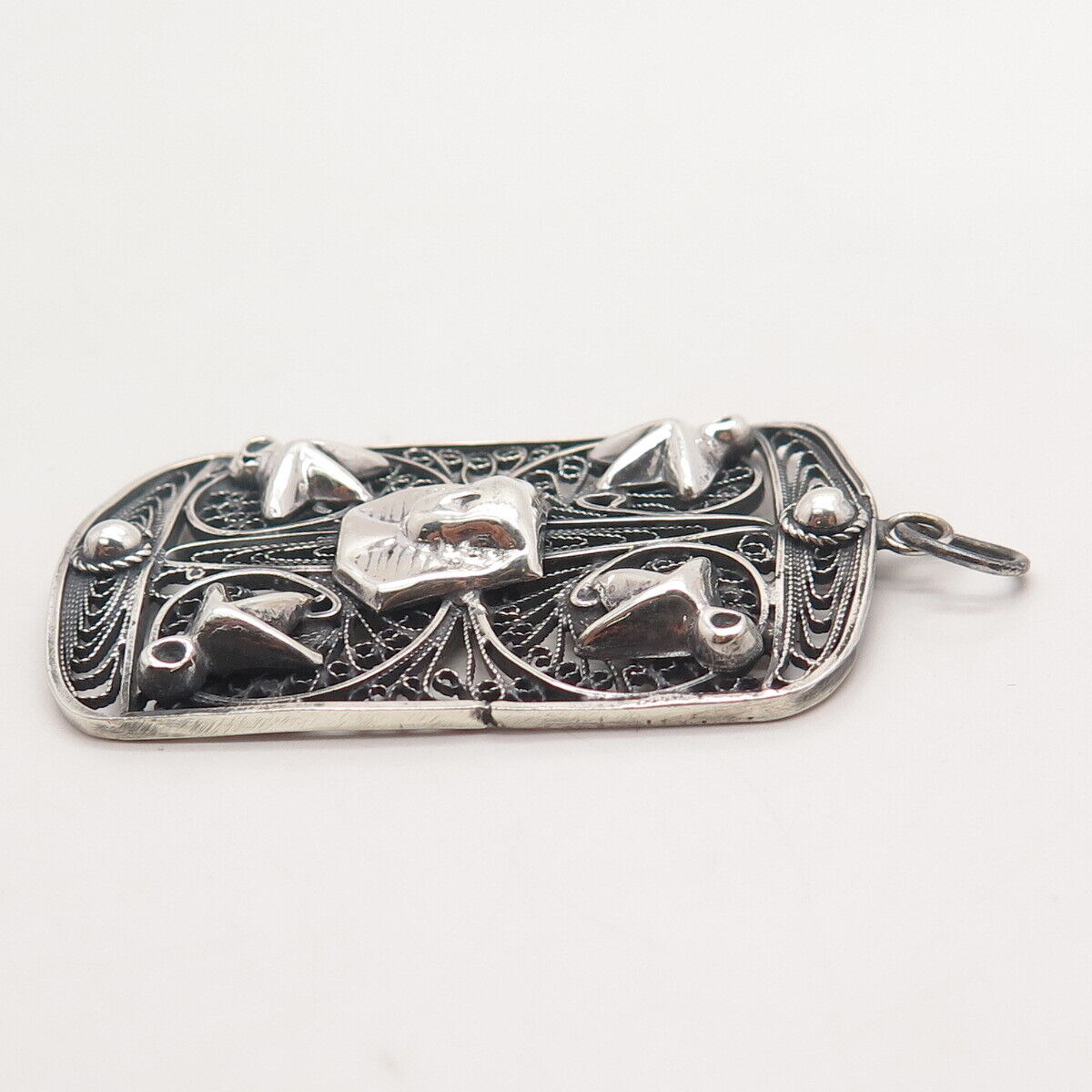 925 Sterling Silver Antique Egyptian Theme Ornate Pendant