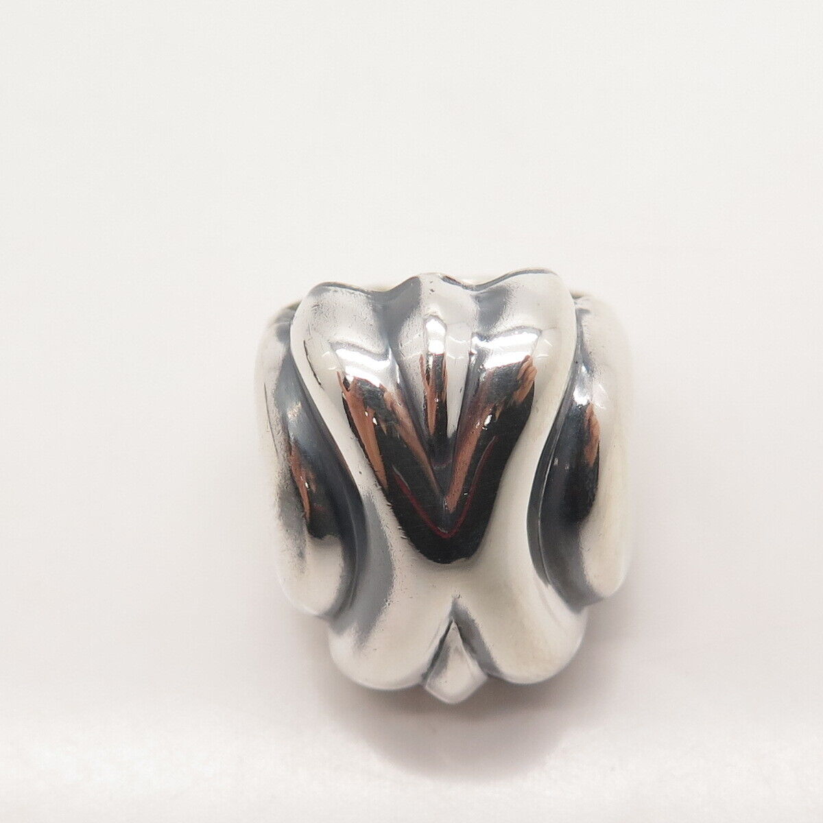 925 Sterling Silver Vintage Italy Ribbed Statement Ring Size 7.75