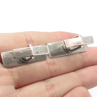 925 Sterling Silver Vintage LORE Elongated Rectangle Cufflinks