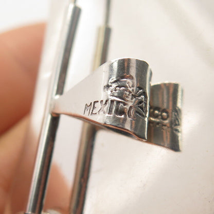 925 Sterling Silver Vintage Mexico Taxco Turquoise Gem Inlay Tribal Pin Brooch