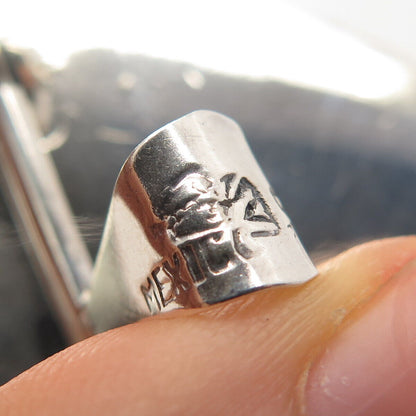 925 Sterling Silver Vintage Mexico Taxco Turquoise Gem Inlay Tribal Pin Brooch