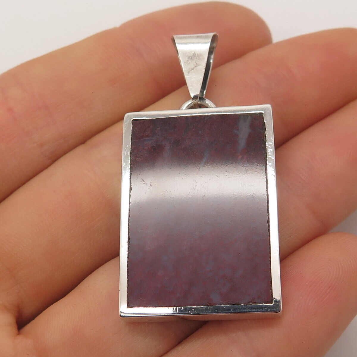 925 Sterling Silver Vintage Mexico Carsi Real Agate Gemstone Pendant