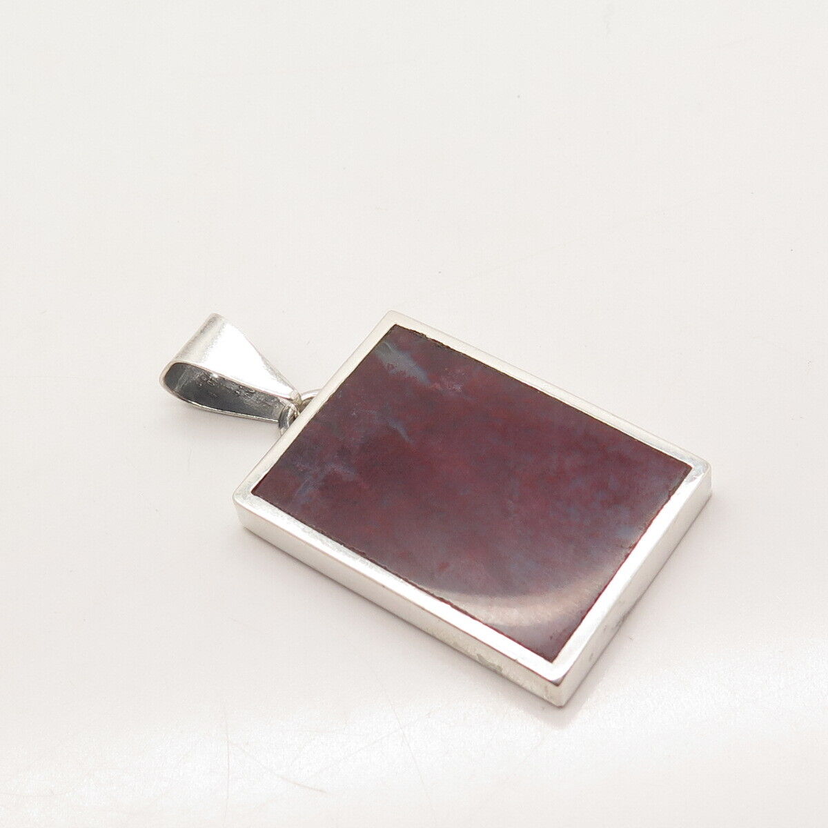 925 Sterling Silver Vintage Mexico Carsi Real Agate Gemstone Pendant