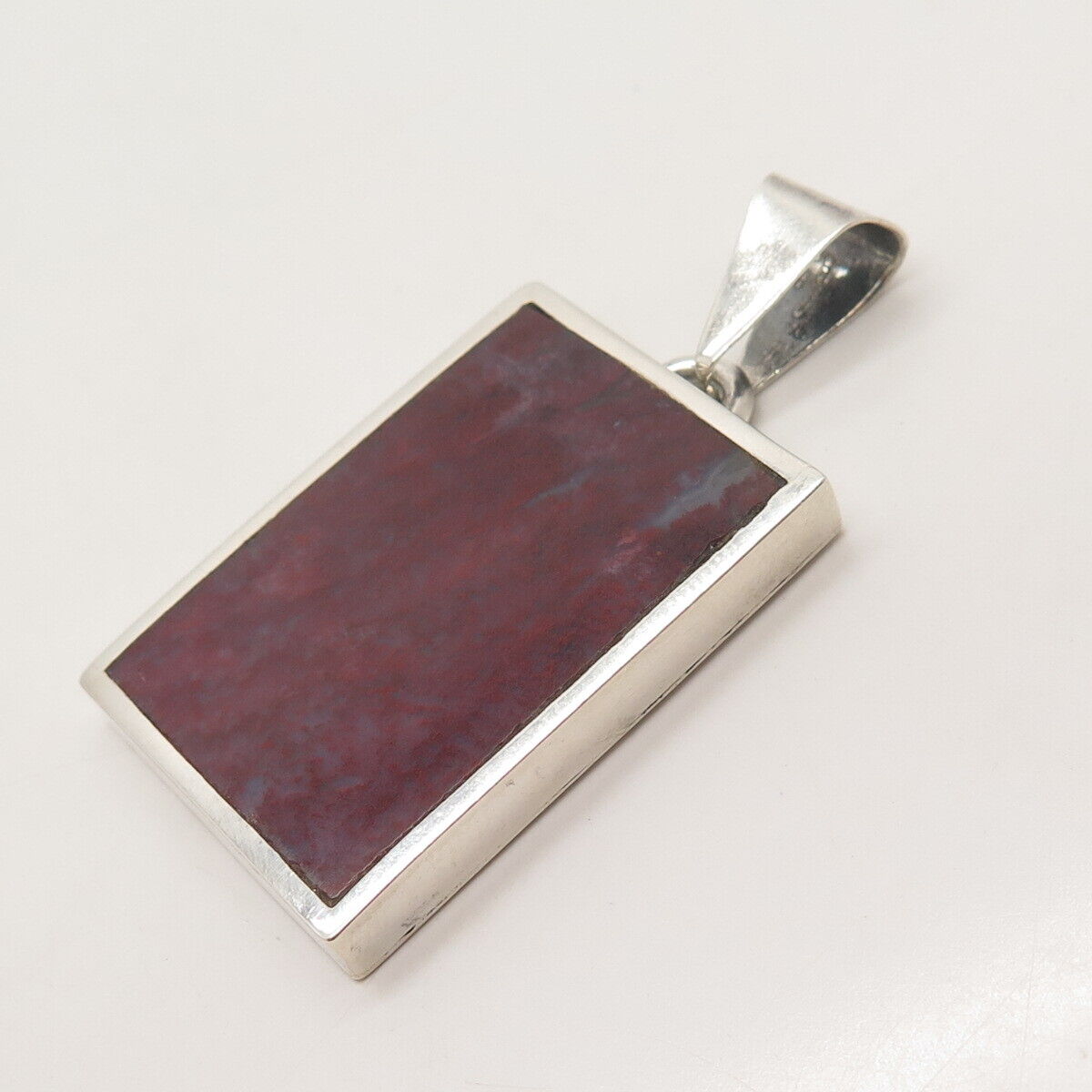 925 Sterling Silver Vintage Mexico Carsi Real Agate Gemstone Pendant