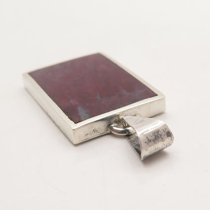 925 Sterling Silver Vintage Mexico Carsi Real Agate Gemstone Pendant