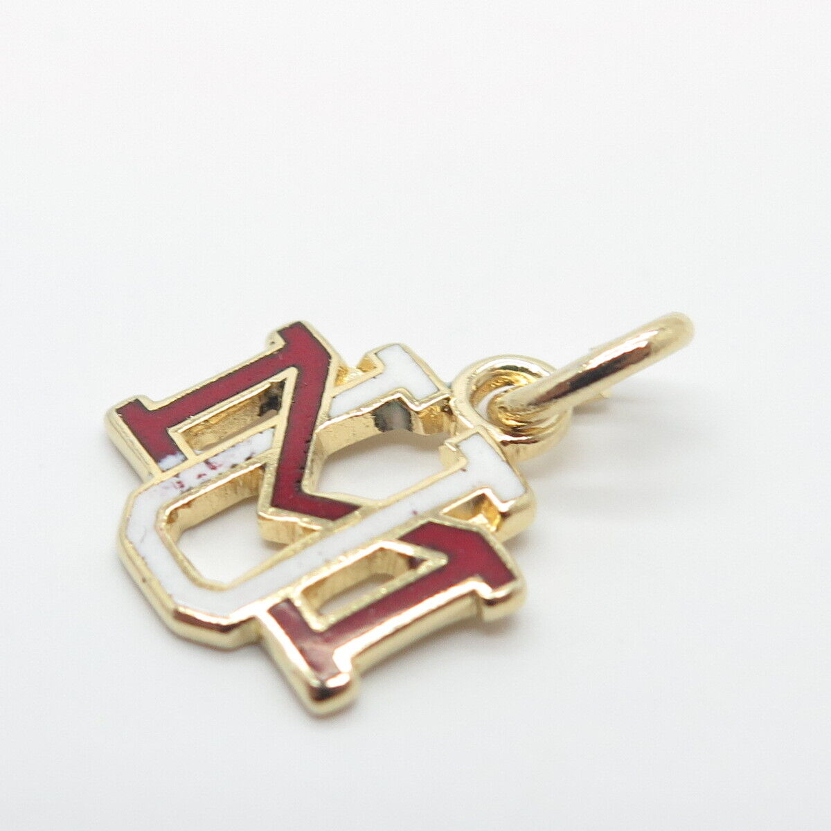 925 Sterling Silver Gold-Plated Vintage Enamel "MU" Charm Pendant