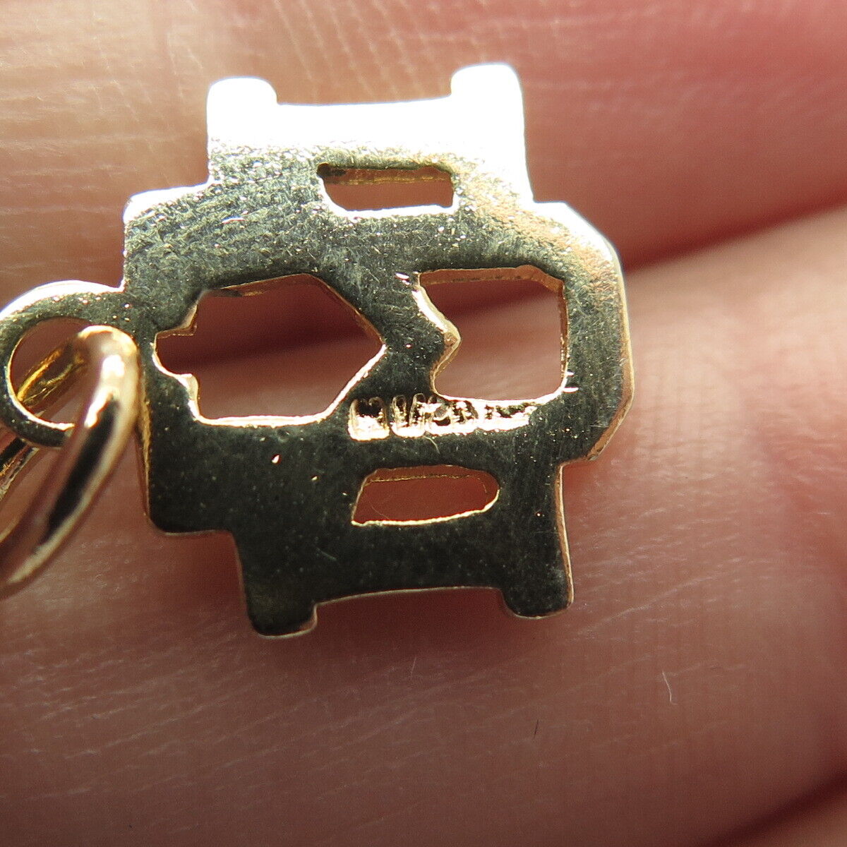 925 Sterling Silver Gold-Plated Vintage Enamel "MU" Charm Pendant