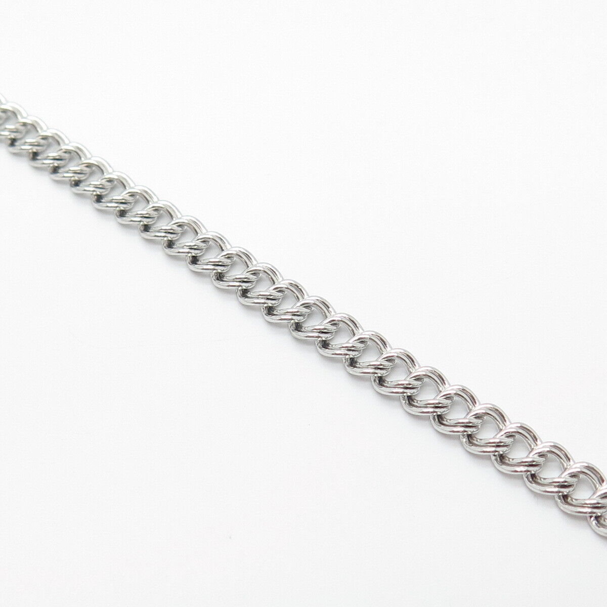 925 Sterling Silver Vintage Double Cable Link Bracelet 7"