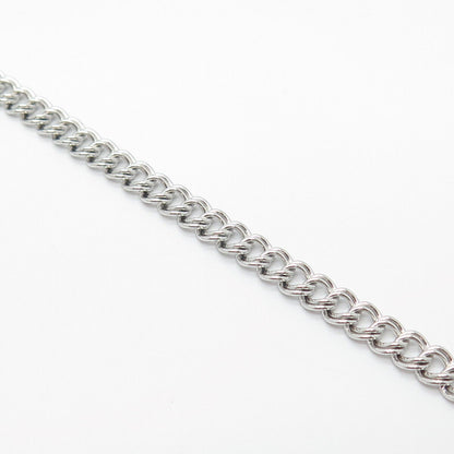 925 Sterling Silver Vintage Double Cable Link Bracelet 7"