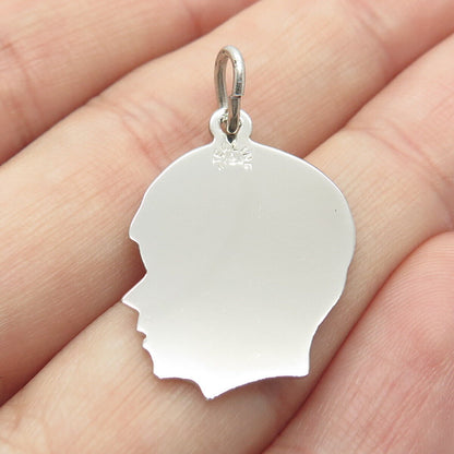 925 Sterling Silver Vintage Elco Man Profile Pendant