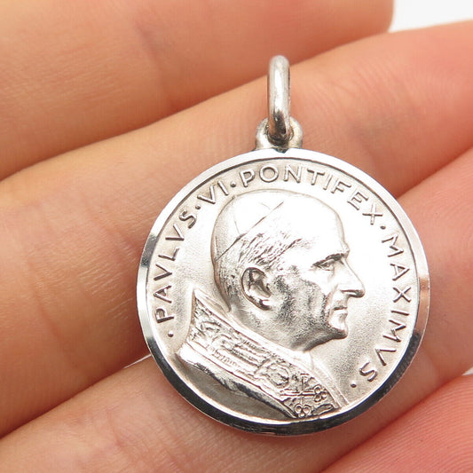 800 Silver Vintage Roma Pope Paulus VI Pontifex Max. Medal Pendant