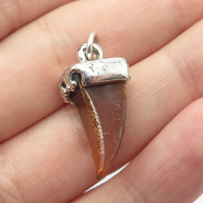 925 Sterling Silver Vintage Real Shell Amulet Pendant