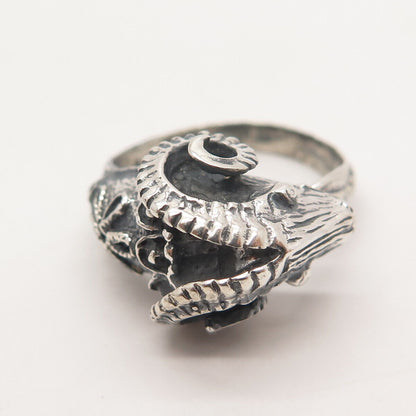 800 Silver Vintage Aries Zodiac Sign Adjustable Ring Size 10.75