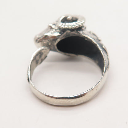 800 Silver Vintage Aries Zodiac Sign Adjustable Ring Size 10.75