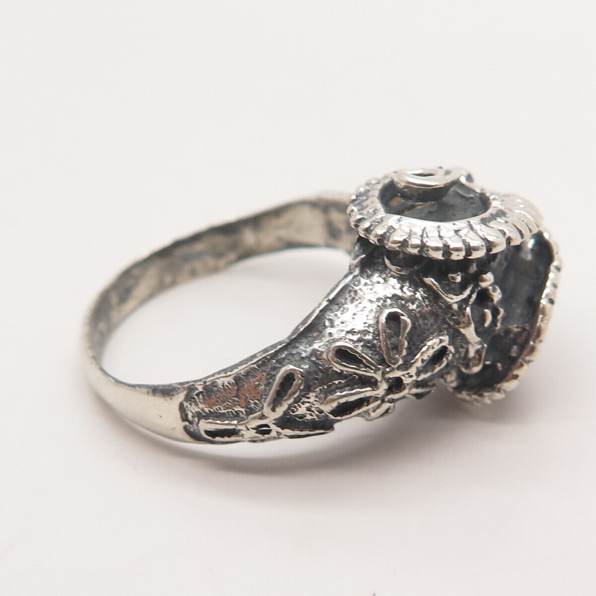 800 Silver Vintage Aries Zodiac Sign Adjustable Ring Size 10.75