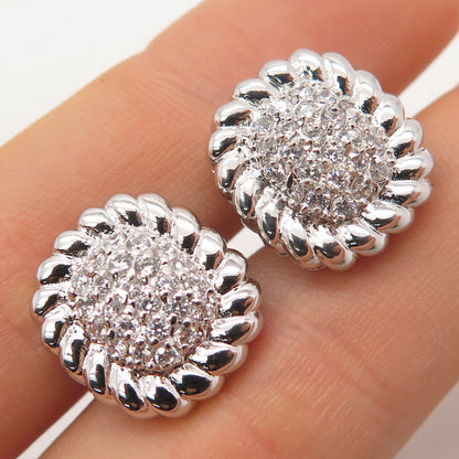 925 Sterling Silver Pave C Z Cufflinks