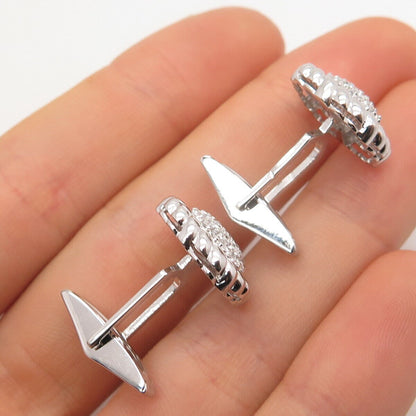 925 Sterling Silver Pave C Z Cufflinks