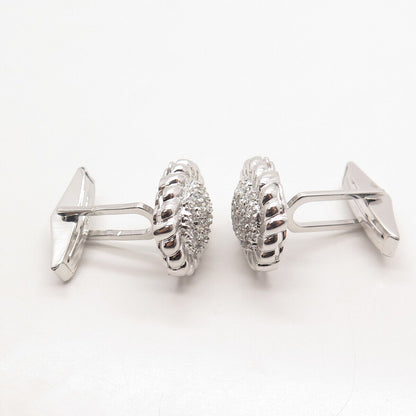 925 Sterling Silver Pave C Z Cufflinks